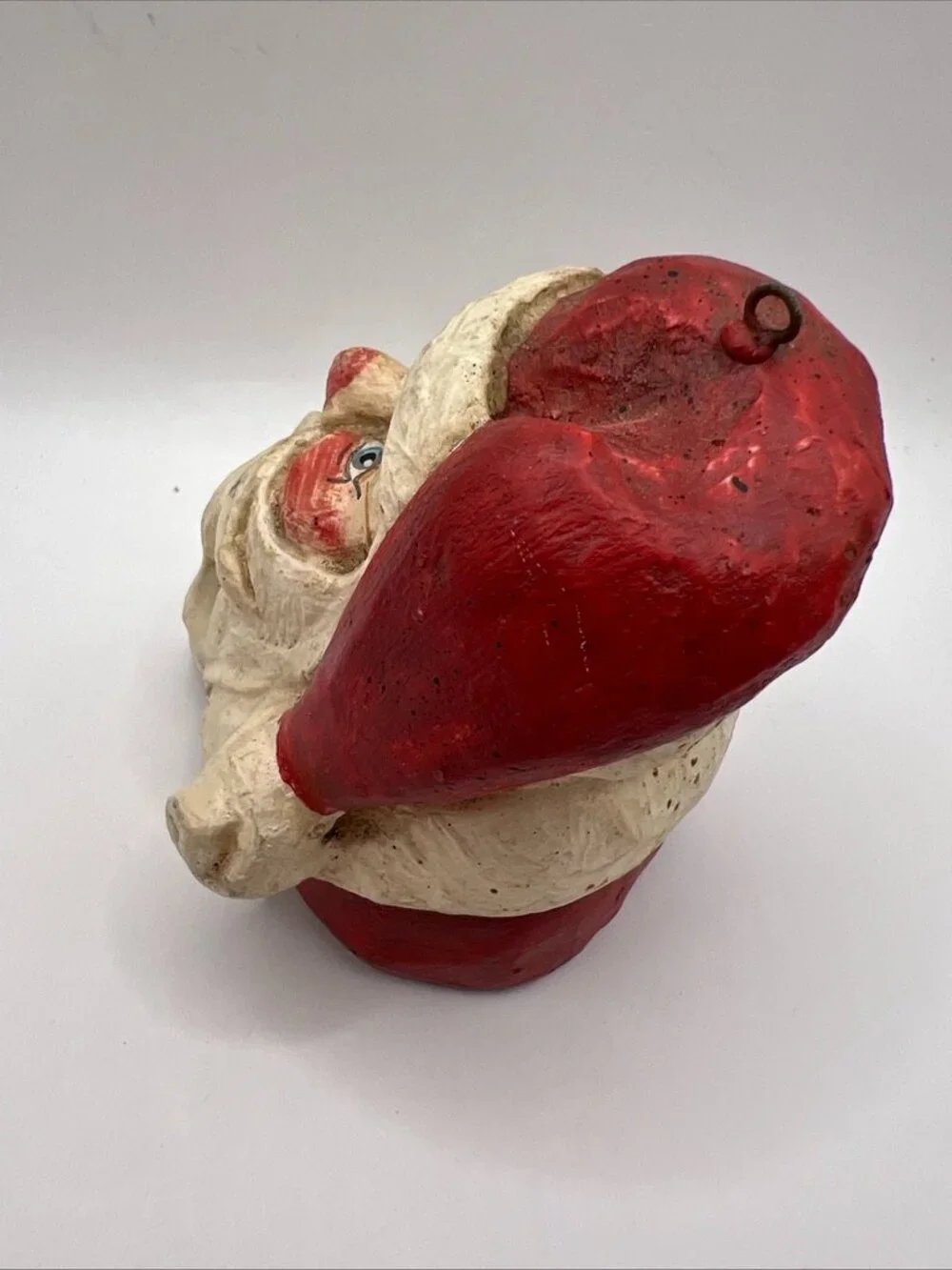 Vtg 1988 House of Hatten Santa Head Christmas Paper Mache Ornament 3.5”